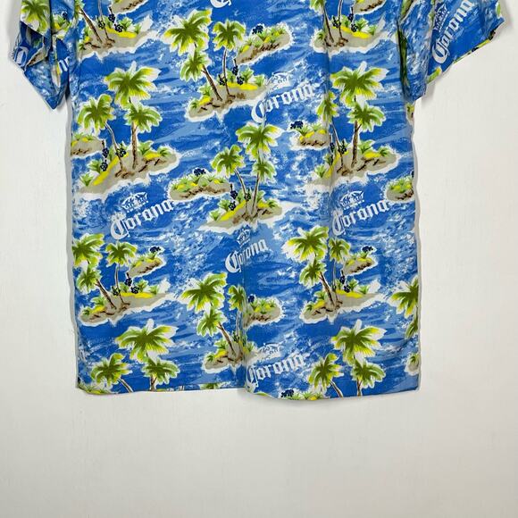 Corona Tropical Island Button Down Shirt Men's Size Small Blue Hawaiian Beach - Picture 7 of 10